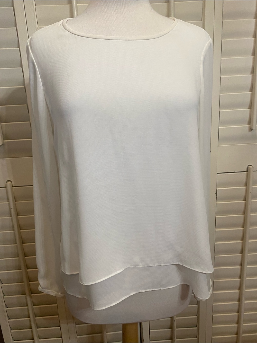 White House Black Market White Layered Long-Sleeve Blouse